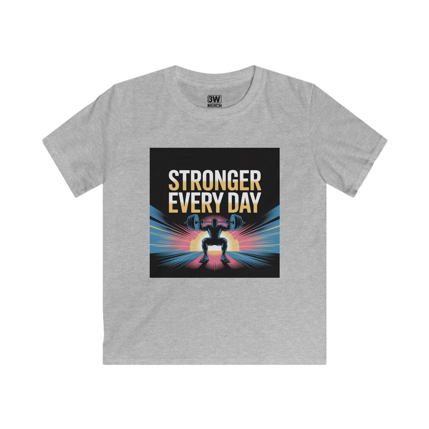 Youth Motivational T-Shirt - Stronger Every Day Graphic Tee for Kids, Fitness Enthusiasts, Gifts for Birthdays, Encouraging Active Lifestyle