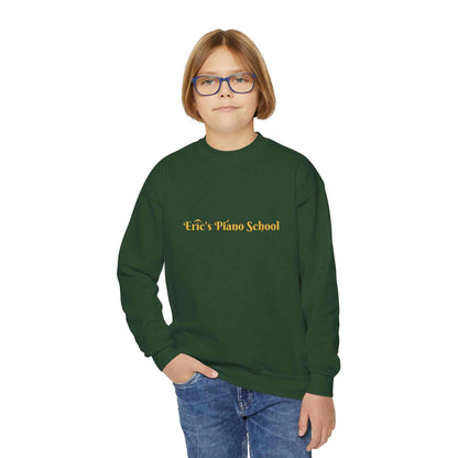 Youth sweatshirt featuring cozy oversized fit and piano school emblem embroidery