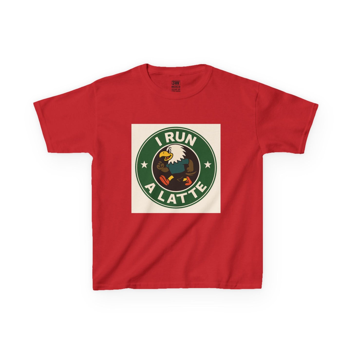 I Run a Latte Shirt – Funny Running Eagle Coffee Lover Tee, Marathon Runner Gift, Fitness & Caffeine Humor Top