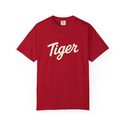 Adult Tiger Garment-Dyed T-Shirt, Casual Wear, Street Style, Animal Lovers Gift, Unique Graphic Tee, Summer Fashion