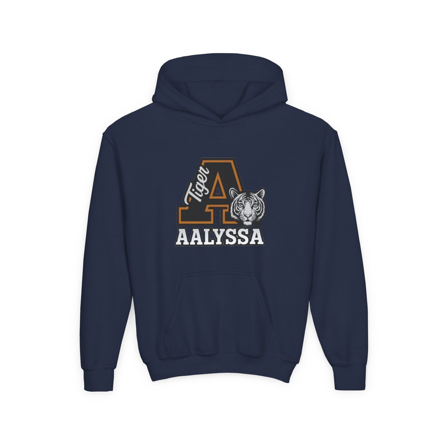 Customizable Big A - Youth Heavy Blend Hooded Sweatshirt - Tiger Theme - Customizable/ Personalize