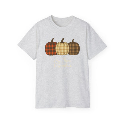 Customizable slogan Pumpkin T-Shirt | Plaid Pumpkin Fall Tee 🍂 | Cute Autumn Outfit | Cozy Fall Shirt | Pumpkin Patch Top | Trending Fall Aesthetic 2025