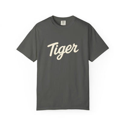 Adult Tiger Garment-Dyed T-Shirt, Casual Wear, Street Style, Animal Lovers Gift, Unique Graphic Tee, Summer Fashion