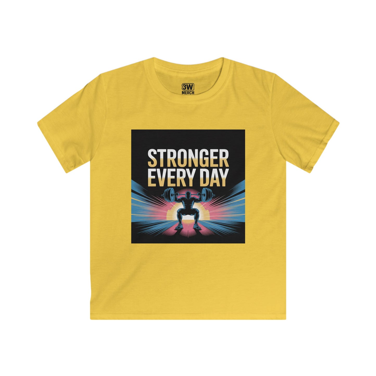 Youth Motivational T-Shirt - Stronger Every Day Graphic Tee for Kids, Fitness Enthusiasts, Gifts for Birthdays, Encouraging Active Lifestyle