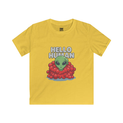Hello Human Alien Halloween Shirt Spooky UFO Graphic Tee, Funny Sci Fi Costume Top, Creepy Cute Alien T-Shirt
