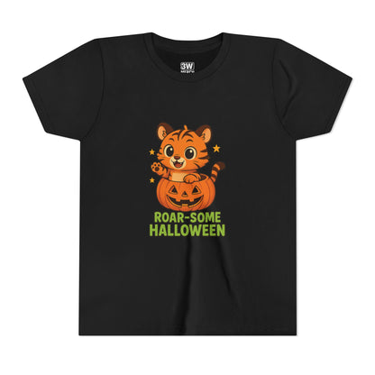 Roar-some Halloween Youth Tee | Fun Kids' Shirt for Halloween Parties, Trick-or-Treating, Costume Events, Autumn Wear, Gift Ideas, Motivation T-shirts