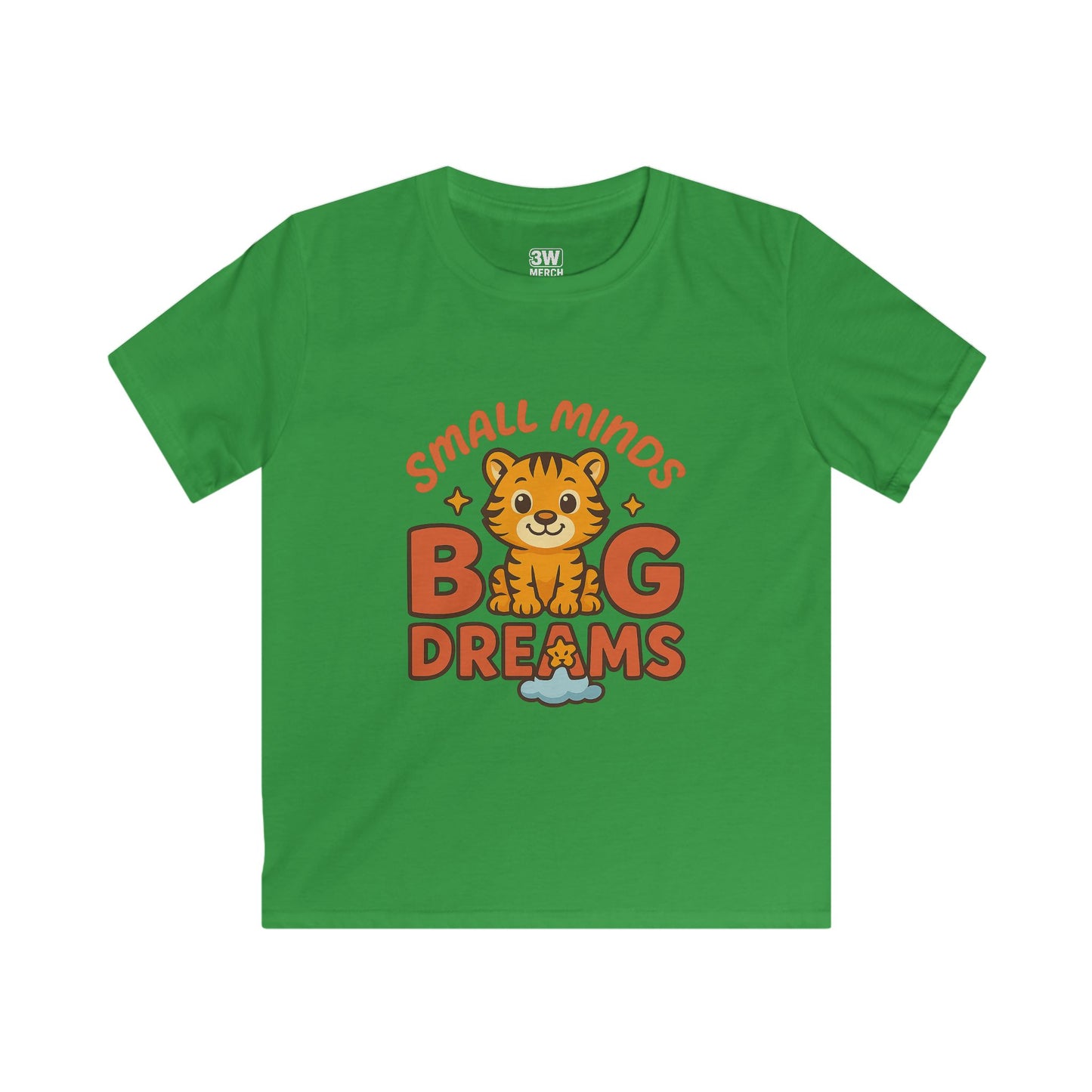 Kids Graphic Tee - Small Minds Big Dreams, Cute Tiger Tee, Birthday Gift, Playtime Shirt, Positive Quote Apparel, Fun Kids T-Shirt