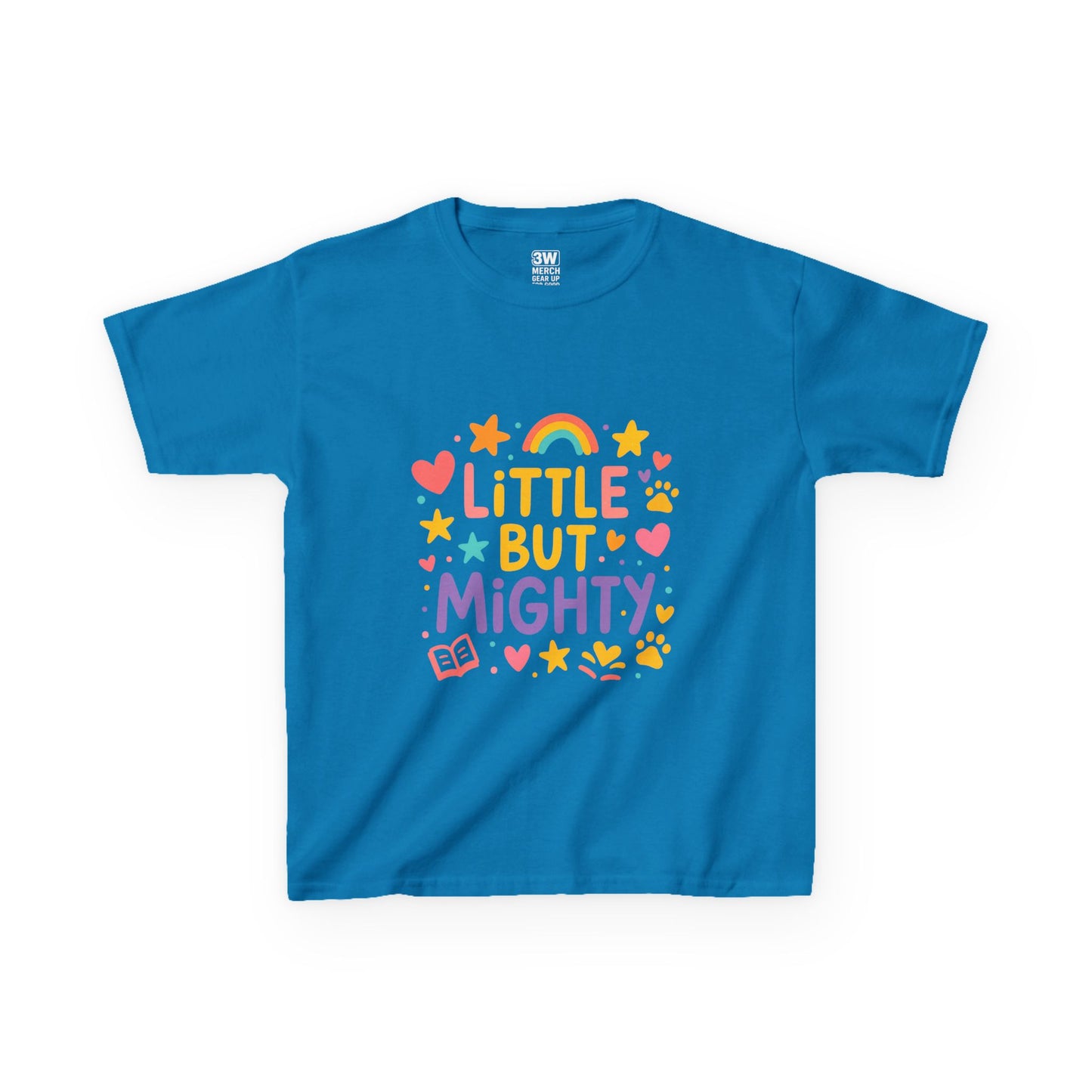 Kids Heavy Cotton™ Tee, Little But Mighty, Perfect for Birthdays, Playdates, Gifts, Everyday Wear, Rainbow Design T Shirt,