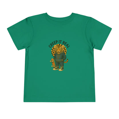Cute Toddler Short Sleeve Tee with Tiger 'Creep It Real' Design, Kids' Summer Shirt, Halloween Outfit, Everyday Wear, Gift for Toddlers