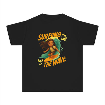 Surfing Kids Softstyle Tee, Ocean Vibes T-Shirt for Kids, Summer Fun Shirt, Surfing Tee for Boys and Girls, Beach Day Outfit