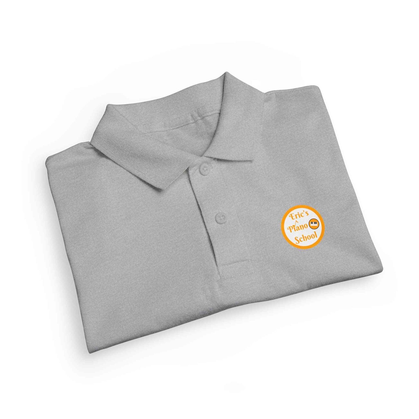 Youth polo shirt with gold Eric's Piano School logo for kids music lessons