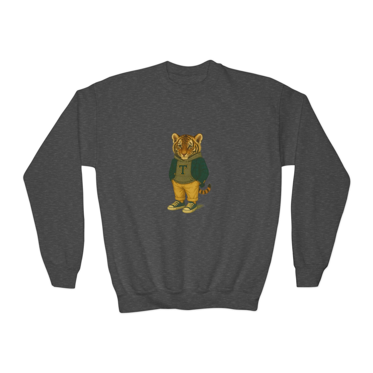 Youth Lion Graphic Crewneck Sweatshirt, Cute Animal Apparel, Kids Casual Wear, Gifts for Young Animal Lovers, Fun & Playful Outfit