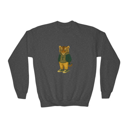 Youth Lion Graphic Crewneck Sweatshirt, Cute Animal Apparel, Kids Casual Wear, Gifts for Young Animal Lovers, Fun & Playful Outfit
