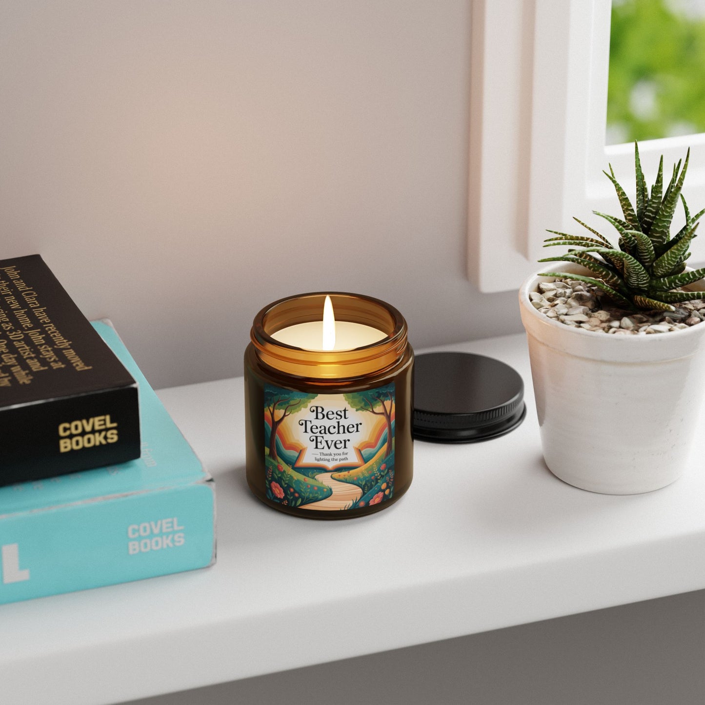 Best Teacher Ever Scented Soy Candle, Aromatherapy Gift, Teacher Appreciation, Home Decor, Relaxation Gift, Multi-Size Amber Jar