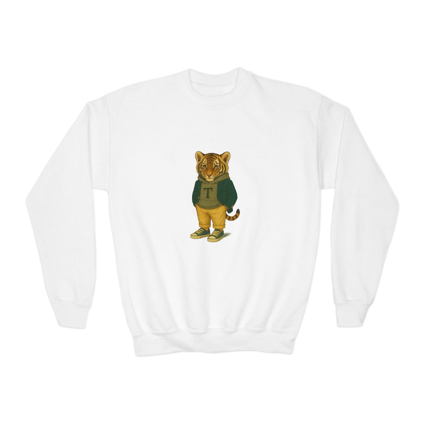 Youth Lion Graphic Crewneck Sweatshirt, Cute Animal Apparel, Kids Casual Wear, Gifts for Young Animal Lovers, Fun & Playful Outfit