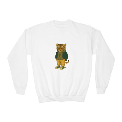 Youth Lion Graphic Crewneck Sweatshirt, Cute Animal Apparel, Kids Casual Wear, Gifts for Young Animal Lovers, Fun & Playful Outfit