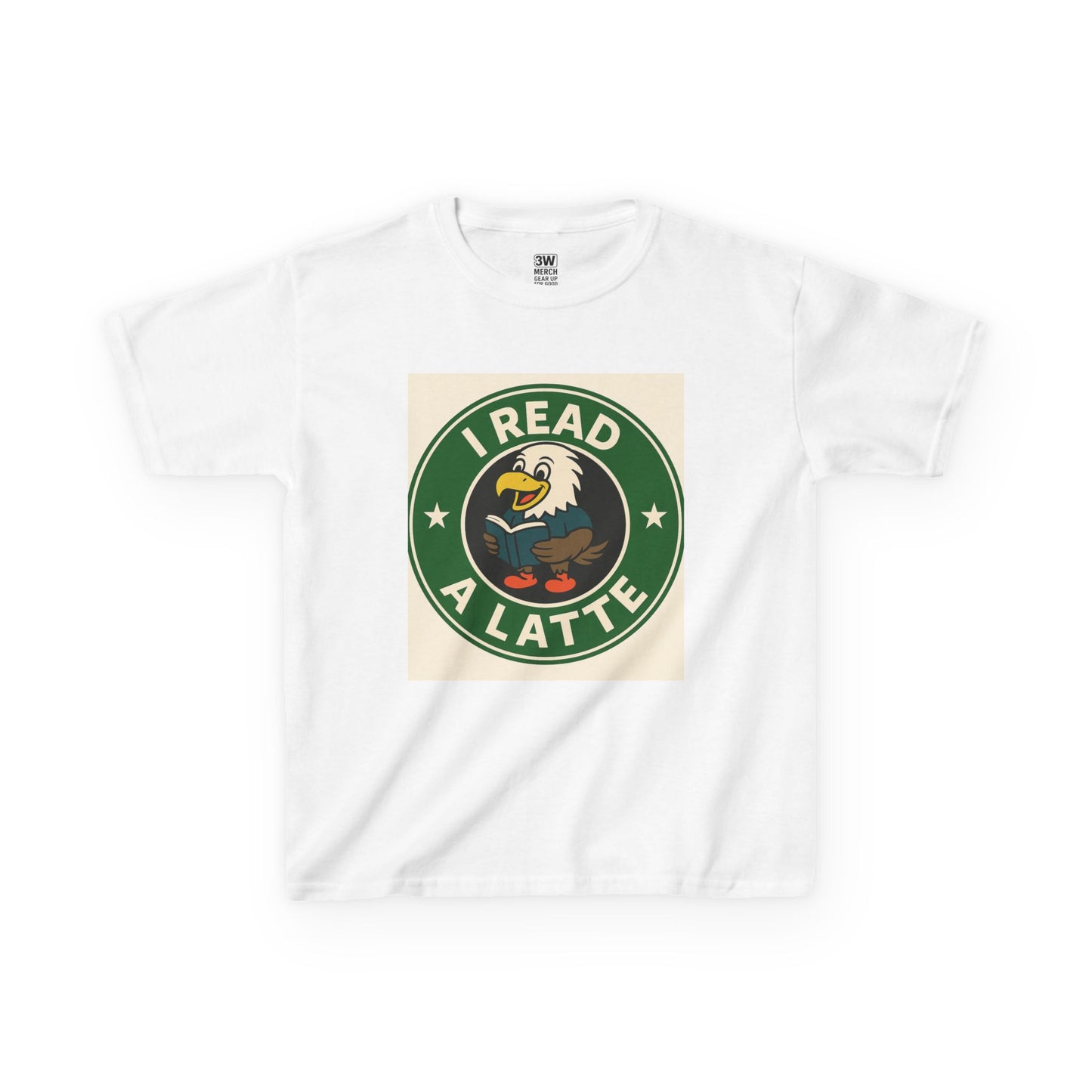 Funny Coffee Lover T-Shirt – “I Read A Latte” Bookworm Eagle Tee for Readers & Caffeine Fans