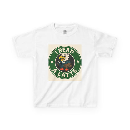 Funny Coffee Lover T-Shirt – “I Read A Latte” Bookworm Eagle Tee for Readers & Caffeine Fans