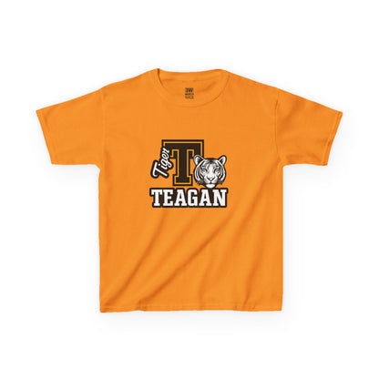 Custom Varsity Letter T-Shirt with Tiger Mascot | Personalized School Spirit Tee | Evelyn Name Shirt for Kids