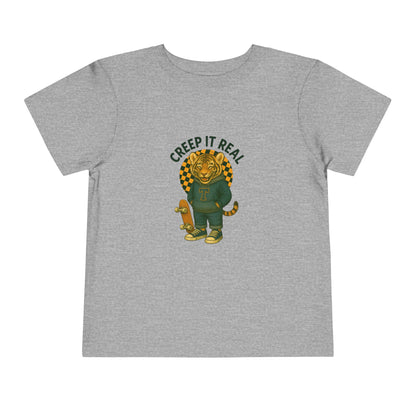 Cute Toddler Short Sleeve Tee with Tiger 'Creep It Real' Design, Kids' Summer Shirt, Halloween Outfit, Everyday Wear, Gift for Toddlers