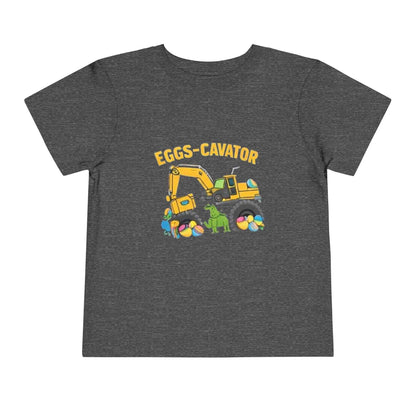 Toddler Easter shirt with excavator digging colorful Easter eggs design