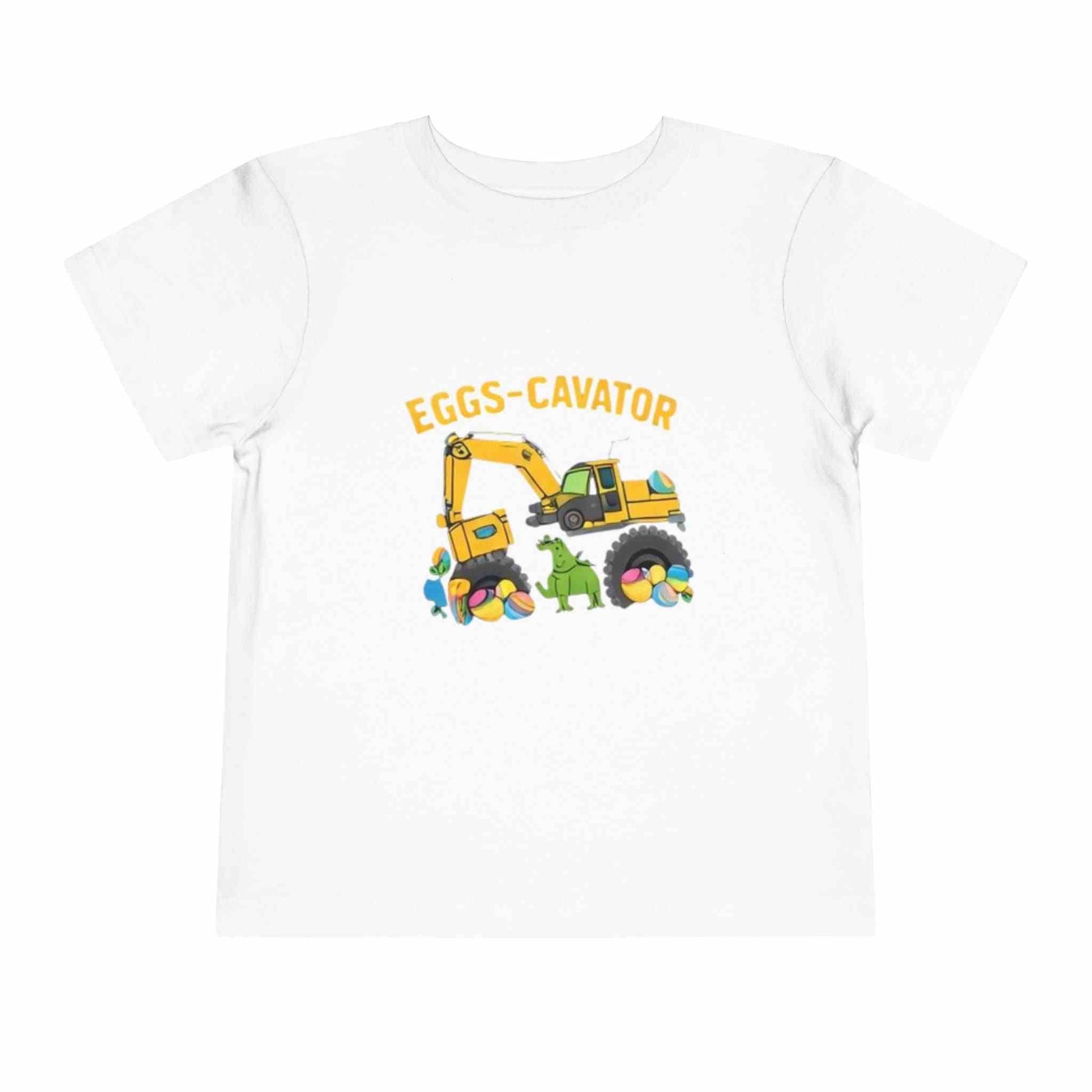 Toddler Easter shirt with Eggs-cavator excavator and colorful Easter eggs design