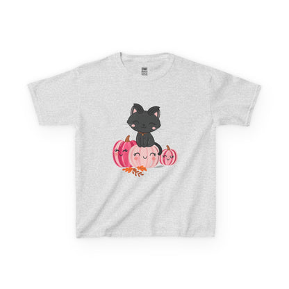Kawaii Black Cat Pumpkin T-Shirt | Cute Spooky Fall Shirt | Halloween Aesthetic Tee | Pink Pumpkin Shirt | Cozy Autumn Outfit | Trending Gift for Cat Lovers