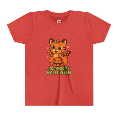 Roar-some Halloween Youth Tee | Fun Kids' Shirt for Halloween Parties, Trick-or-Treating, Costume Events, Autumn Wear, Gift Ideas, Motivation T-shirts