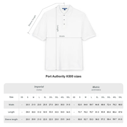 Embroidered crest polo shirt with relaxed fit, flat knit collar, metal buttons, and breathable lightweight pique fabric