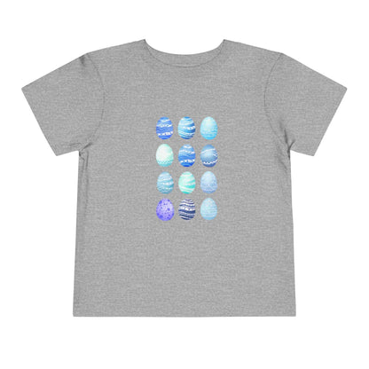 Blue watercolor Easter eggs boy toddler tee soft breathable cotton shirt