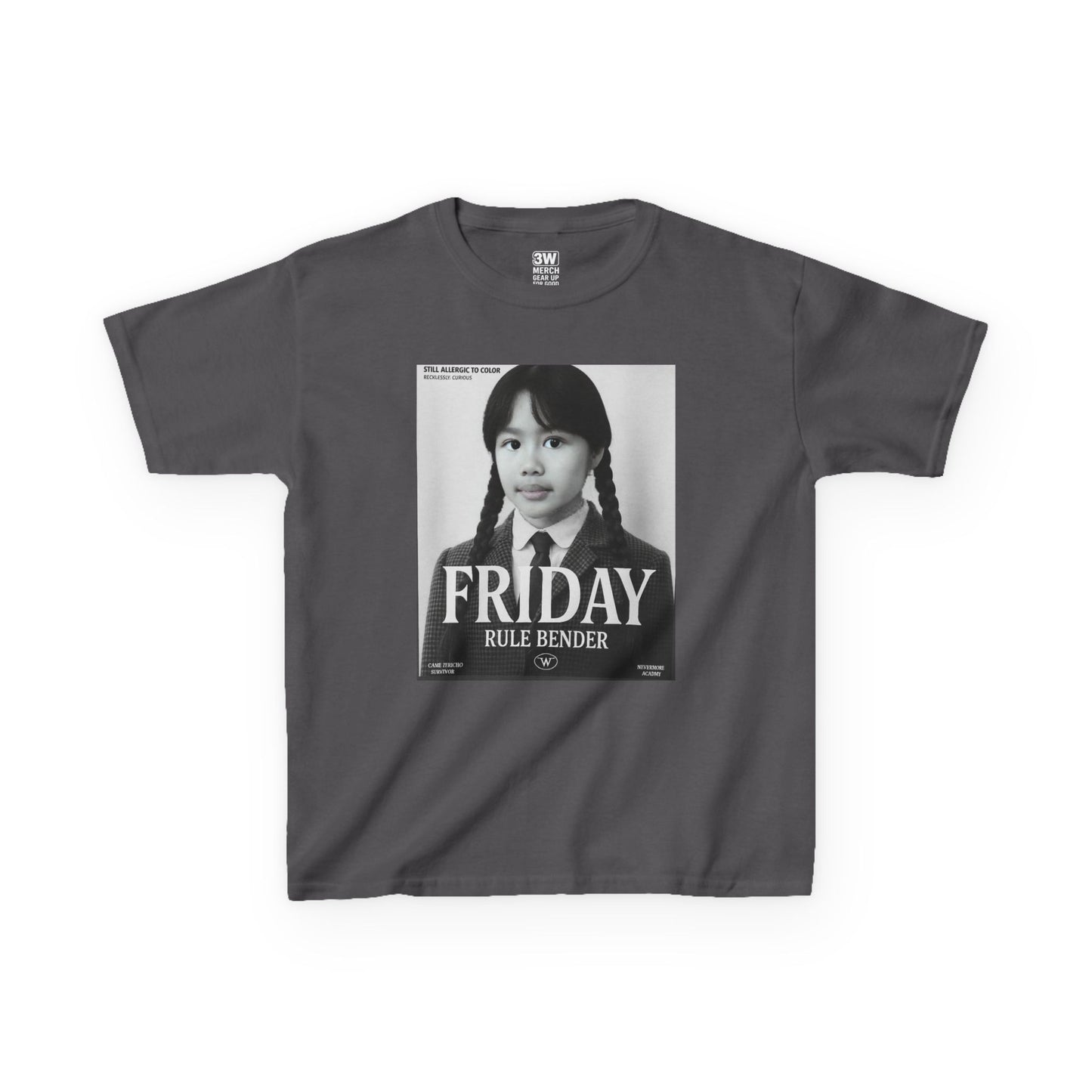 Custom “Friday Rule Bender” T-Shirt — Personalized Face Tee | Dark Academia Kawaii | Aesthetic Y2K Outfit | Halloween Cute Creepy Vibes | Custom Day of the Week Shirt