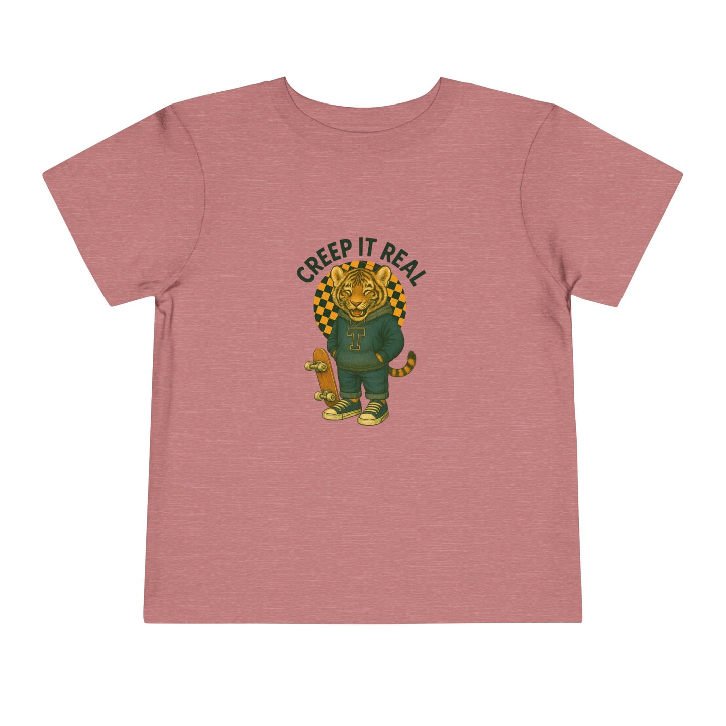 Cute Toddler Short Sleeve Tee with Tiger 'Creep It Real' Design, Kids' Summer Shirt, Halloween Outfit, Everyday Wear, Gift for Toddlers