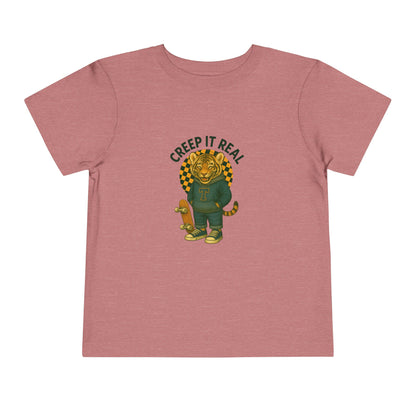 Cute Toddler Short Sleeve Tee with Tiger 'Creep It Real' Design, Kids' Summer Shirt, Halloween Outfit, Everyday Wear, Gift for Toddlers