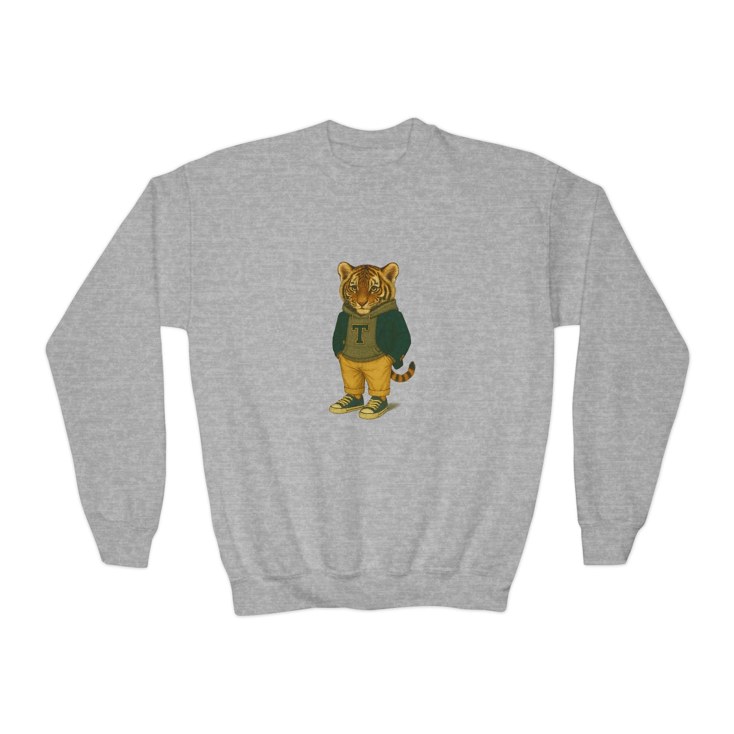 Youth Lion Graphic Crewneck Sweatshirt, Cute Animal Apparel, Kids Casual Wear, Gifts for Young Animal Lovers, Fun & Playful Outfit