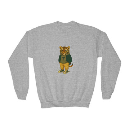 Youth Lion Graphic Crewneck Sweatshirt, Cute Animal Apparel, Kids Casual Wear, Gifts for Young Animal Lovers, Fun & Playful Outfit