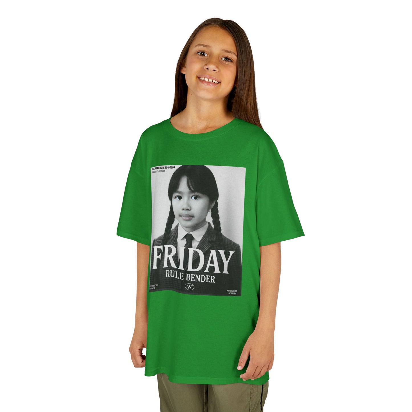 Custom “Friday Rule Bender” T-Shirt — Personalized Face Tee | Dark Academia Kawaii | Aesthetic Y2K Outfit | Halloween Cute Creepy Vibes | Custom Day of the Week Shirt