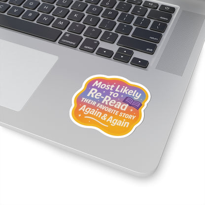 Whimsical Re-Read Stickers, Cute Decals for Book Lovers, Fun Laptop Stickers, Gift for Readers, Inspirational Sticker Art