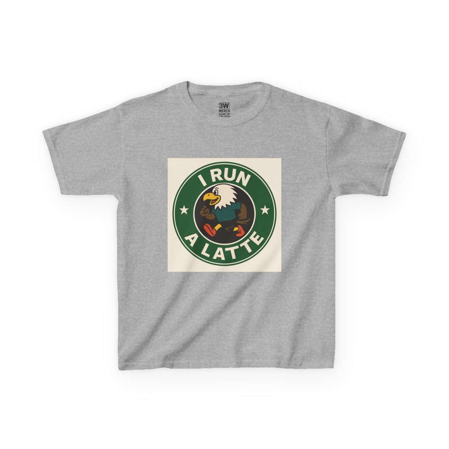 I Run a Latte Shirt – Funny Running Eagle Coffee Lover Tee, Marathon Runner Gift, Fitness & Caffeine Humor Top