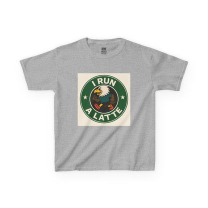 I Run a Latte Shirt – Funny Running Eagle Coffee Lover Tee, Marathon Runner Gift, Fitness & Caffeine Humor Top