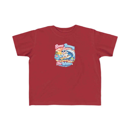 Some Bunny Loves The Wave Easter T-shirt with surfing bunny and pastel eggs design