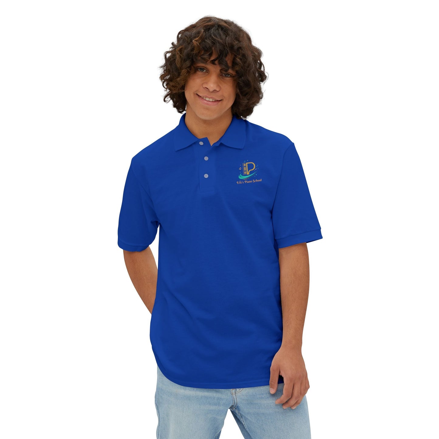 Men's Custom Piqué Polo Shirt with Coastal Coffee Logo Embroidered on Chest