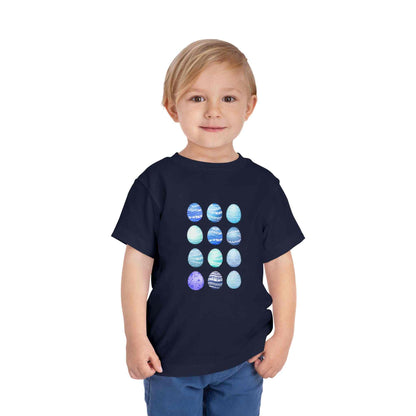 Blue watercolor Easter eggs boy toddler tee soft breathable cotton shirt