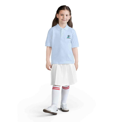 Youth polo shirt with small school logo in breathable DryBlend fabric