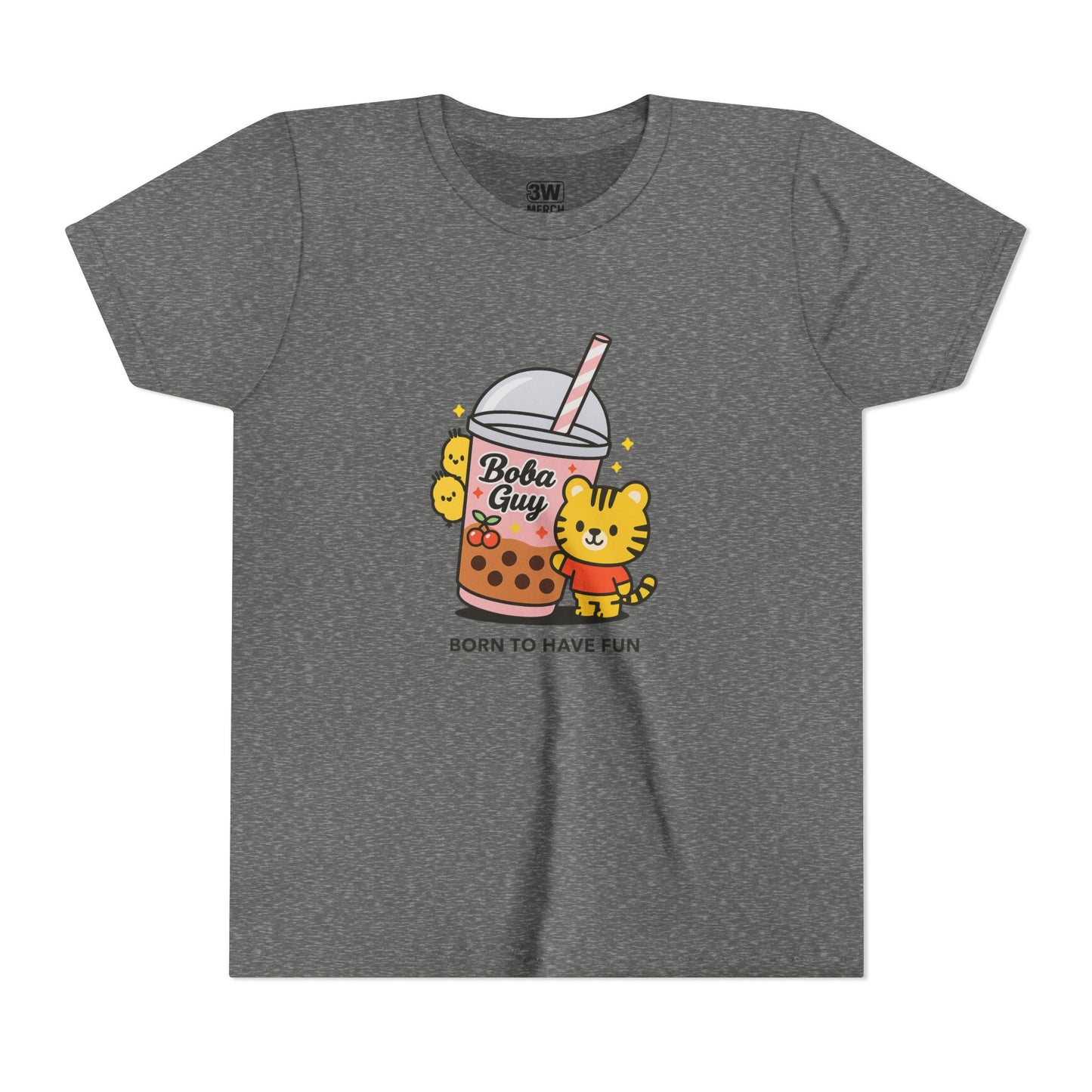Kawaii Tiger Boba Tee – “Born to Have Fun” | Cute Boba Shirt | Y2K Kawaii Aesthetic | K-Pop Core Outfit | Bubble Tea Lover Gift | Trendy Graphic T-Shirt