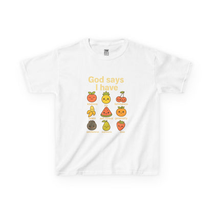 God Says I Have Toddler T-Shirt, Cute Kids Tee, Fun Fruit Design, Christian Apparel, Birthday Gift, Summer Wear