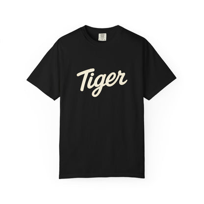 Adult Tiger Garment-Dyed T-Shirt, Casual Wear, Street Style, Animal Lovers Gift, Unique Graphic Tee, Summer Fashion