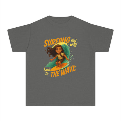 Surfing Kids Softstyle Tee, Ocean Vibes T-Shirt for Kids, Summer Fun Shirt, Surfing Tee for Boys and Girls, Beach Day Outfit