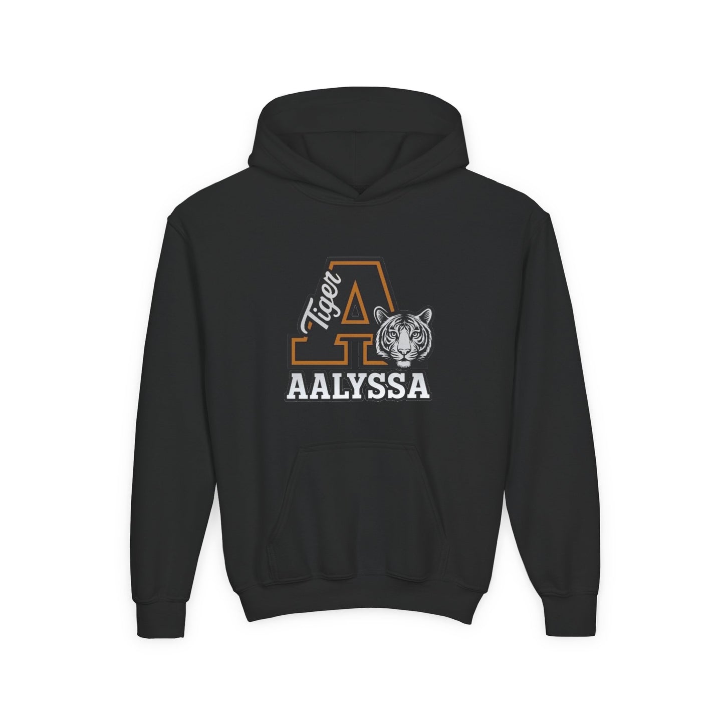 Customizable Big A - Youth Heavy Blend Hooded Sweatshirt - Tiger Theme - Customizable/ Personalize