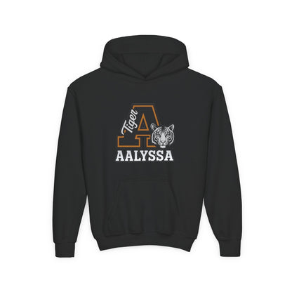 Customizable Big A - Youth Heavy Blend Hooded Sweatshirt - Tiger Theme - Customizable/ Personalize