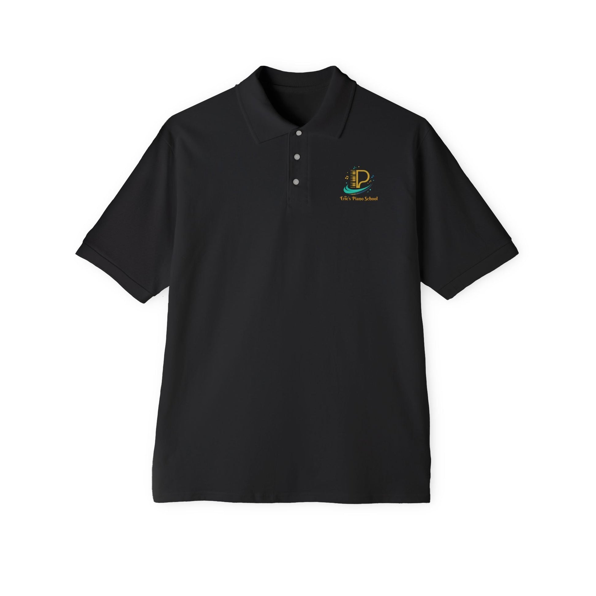 Men's custom piqué polo shirt with Coastal Coffee logo embroidery on chest